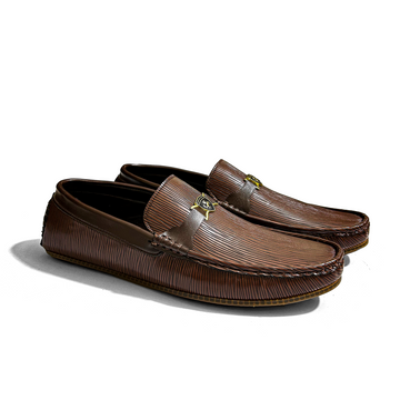 STRIPED BROWN LOAFERS