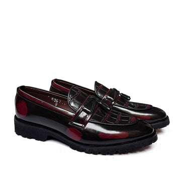 MAROON TEXTURED TASSELS VB