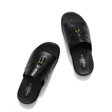 TASSEL BLACK SLIPPERS