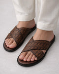 BROWN TEXTURED SLIPPERS