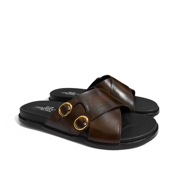 DOUBLE-MONK BROWN SLIPPERS