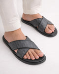 GREY TEXTURED SLIPPERS