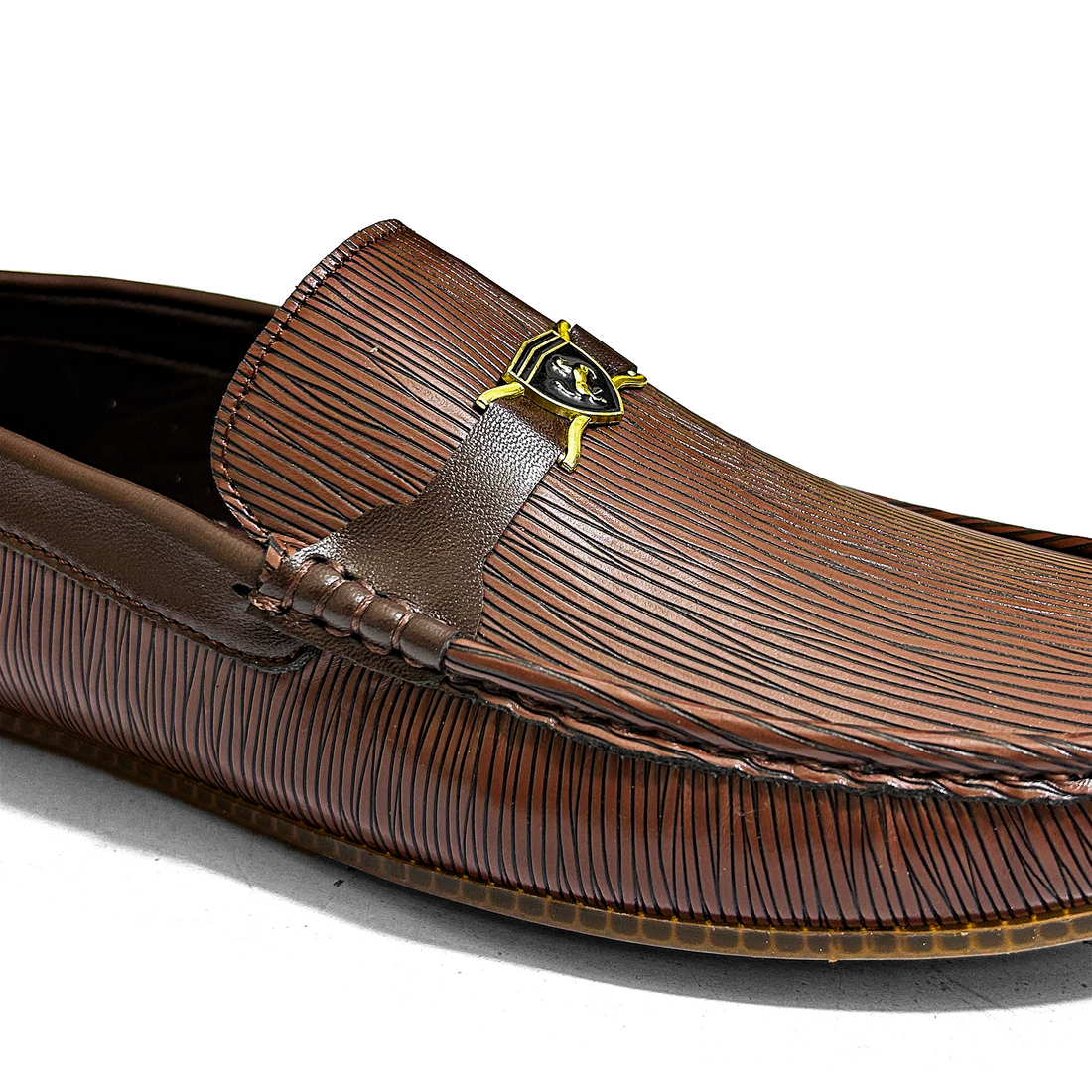 STRIPED BROWN LOAFERS