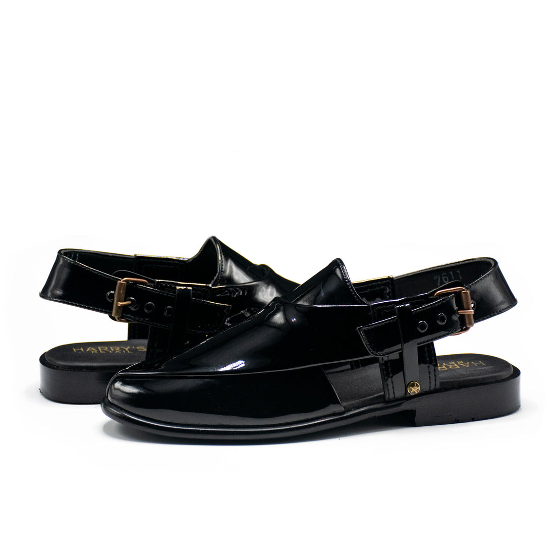 Black Patent Chappal 